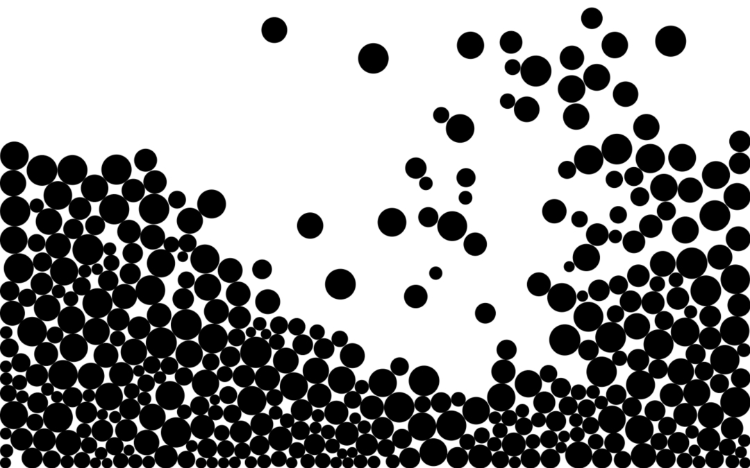 Creative-Coding-Arbeit CI-02: Hunderte schwarze Kreise stapeln und verwirbeln sich