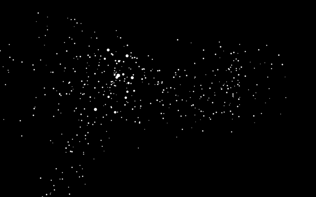 CI-13: Verstreute weiße Lichtpunkte wie ein treibender Schwarm